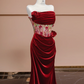 Red strapless boning long ball gown/bridal dress R8303