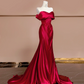 Red off-the-shoulder fitted long ball gown/bridal dress R8361