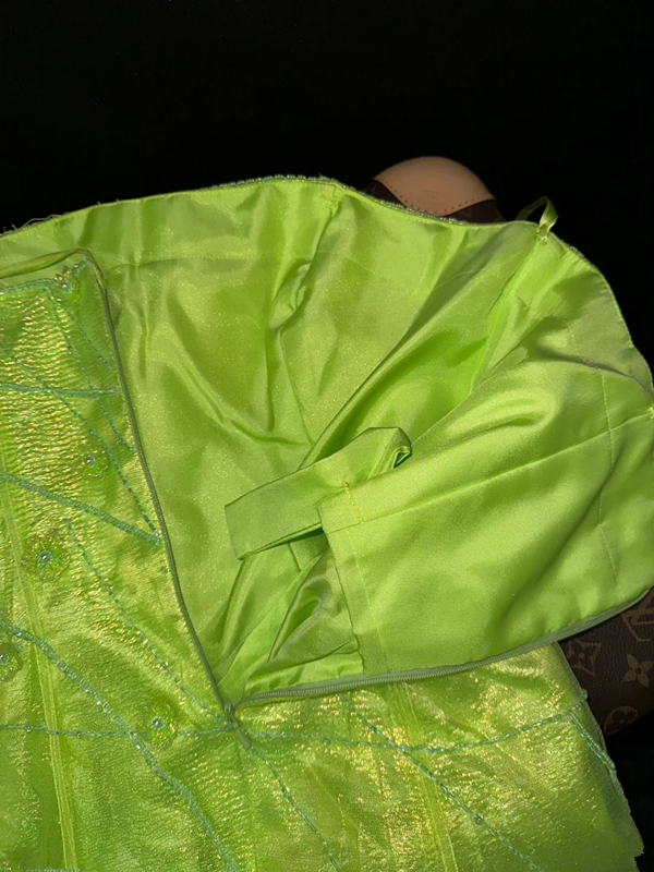 Fresh green strapless fitted waist elegant fairy long ball gown R6993