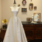 White strapless fitted long wedding dress R6594