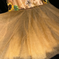 Gold sleeveless fitted sunflower floral long ball gown R6913