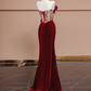 Red strapless boning long ball gown/bridal dress R8303