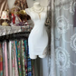 White halter-neck fitted bodycon short ball gown R7586