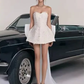 White tube top waist slim fit A-line princess skirt back bow design short skirt homecoming dress R4777