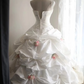 White strapless fitted waist slim-fitting pleated princess skirt ball gown, bridal gown R6754