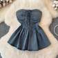 American style hottie tops for women Millennial style sexy slim fit denim tube tops for women R0365