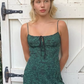 Green cashew color dress with waist and slimming suspenders R2905