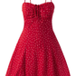 2025 Summer New Red Floral A-line Small Waist Suspender Dress R0911