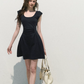 French Style Dark Blue Bodycon Dress High Waist Slim Fit Casual Party Dress R9356