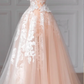 Pink Lace Sleeveless Fitted-Waist Slim-Fit A-Line Long Gown, Prom Dress Bridal Gown R5888