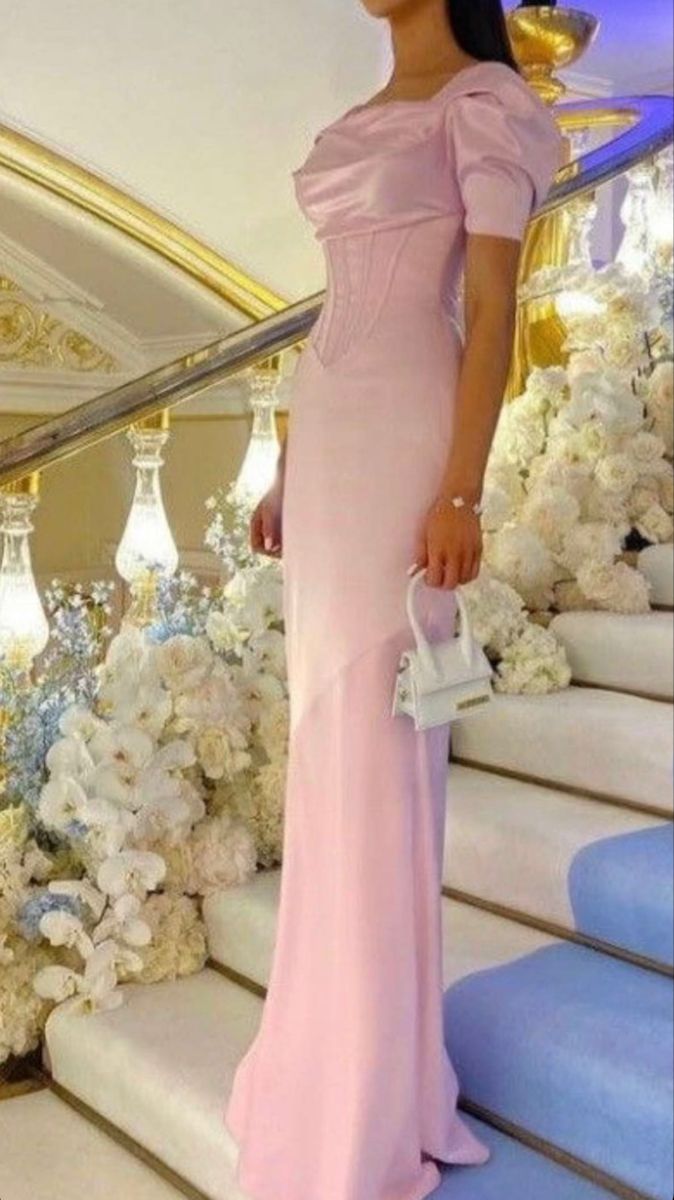 Pink long evening prom dress     S2605