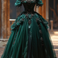 Green off-the-shoulder fitted waist slim-fitting ball gown with a full skirt R7199