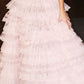 Princess A-Line Off the Shoulder Pink Tulle Prom Evening Dresses        S7112