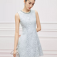 Light Blue Lace Sleeveless Dress with Rhinestone Neckline R9205