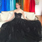 Black A line tulle lace long prom dress, black tulle formal dress      S5348