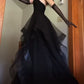 Black Prom Dress, Tulle Evening Dress     S2205