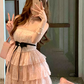 Coquette Strapless Tiered Tulle Dress with Polka Dot Print & Bow Detail R9142