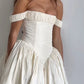 Off Shoulder White wedding dress Elegant Princess Bridal Gown        S7014