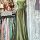 Dark green halter-neck, fitted, bodycon, sexy, elegant long ball gown R8113