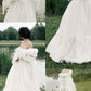 A Line Vintage Off Shoulder Long Wedding Dress     S7075