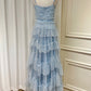 Sweet Light Blue Tulle Prom Dresses,Ruffles Pleated Baby Blue Evening Formal Gown        S2975