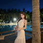 Luxury White Lace & Chiffon Mermaid Dress with Ruffled Hem and Crystal Details R9131