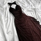 Vintage sparkle brown prom dress, long evening gown      S6998