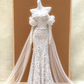 White lace one-shoulder lace waist slim hip long dress bridal dress R5734