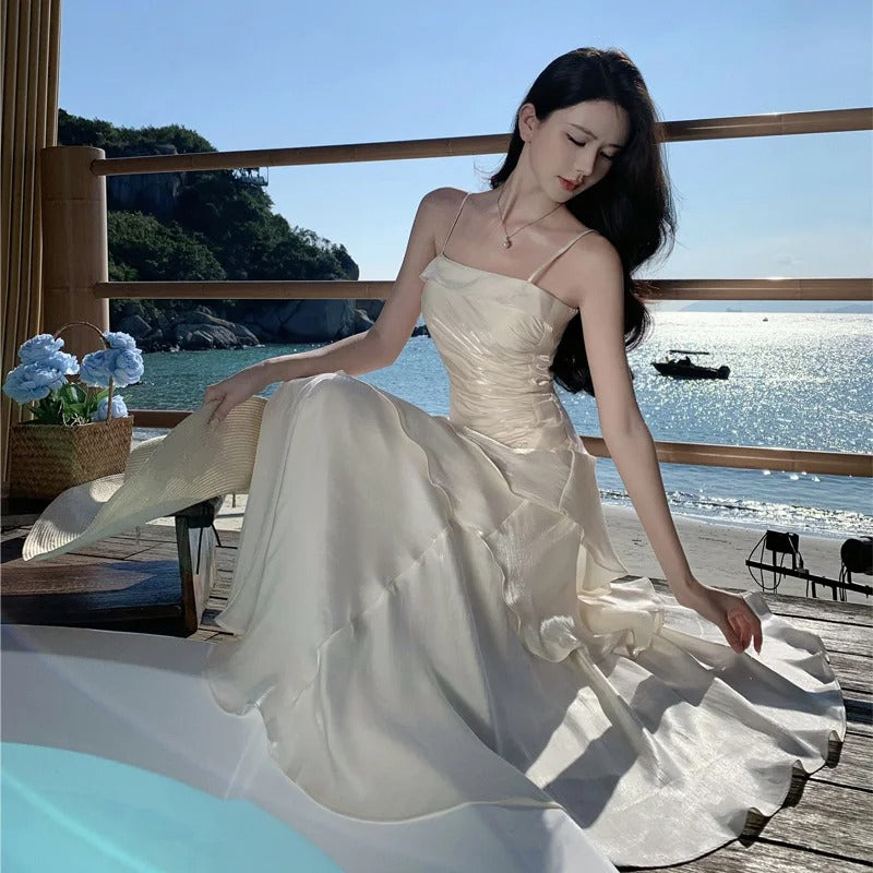 Ivory Stunning Vintage Evening Gown Long Prom Dress     S7259