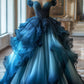 A Line Ombre Vintage Tulle Long Prom Dress Evening Dress        S7132
