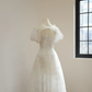 White square-neck, fitted waist, lace sexy ball gown/bridal dress R8549