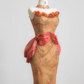 Orange strapless classic floral pattern fitted waist bodycon long ball gown R8227
