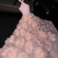 Light pink halter-neck fitted waist full-length ball gown, bridal dress R8793