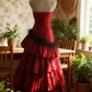 Red strapless, fitted waist, full-skirted ball gown/bridal dress R6687