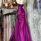 Purple Strapless Satin Waist Slim Mermaid Maxi Ball Gown R6128
