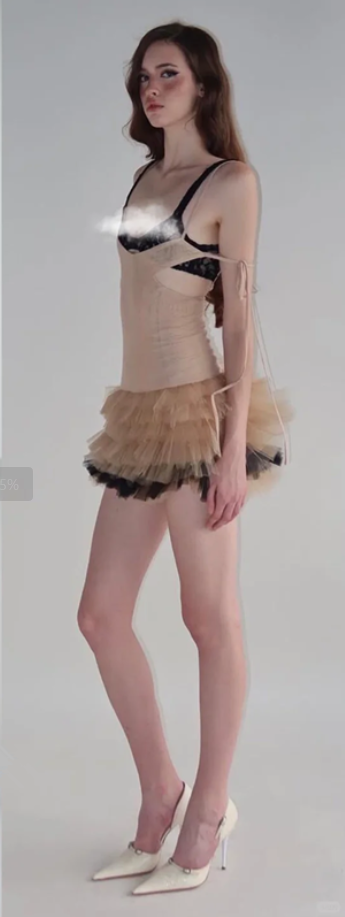 Khaki suspender waist slim mini skirt homecoming dress R4385