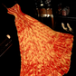 Orange halter-neck fitted long ball gown R7006