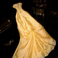 Gold strapless cinched waist ball gown R6966