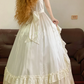 White Spaghetti-Strap Waist-Cinched Puffy-Hem Ball Gown, Bridal Gown R7320