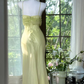 Light green halter neck straps, fitted waist, elegant ball gown R6527