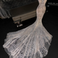 Light pink round neck, fitted waist, bodycon long elegant ball gown, bridal dress R8763