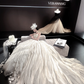 White retro tube top waist puffy skirt long dress bridal dress R6048