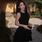 Black sleeveless slim waist A-line daughter feeling short skirt homecoming dress R4225