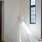 White off-the-shoulder, fitted waist, full skirt, long ball gown R8510