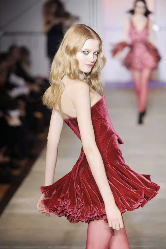 Red tube top waist slim fit top A-line skirt suit homecoming dress R5257