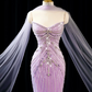 Light purple strapless, fitted, bodycon, sexy long ball gown/bridal dress R8943