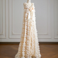 Light apricot halter-neck cake skirt long ball gown R8140
