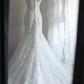 White sleeveless fitted waist mermaid long ball gown R6766