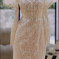 Apricot halter neck diamond waist slim hip fishtail long dress bridal gown R5811