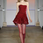 Red tube top waist slim fit top A-line skirt suit homecoming dress R5257